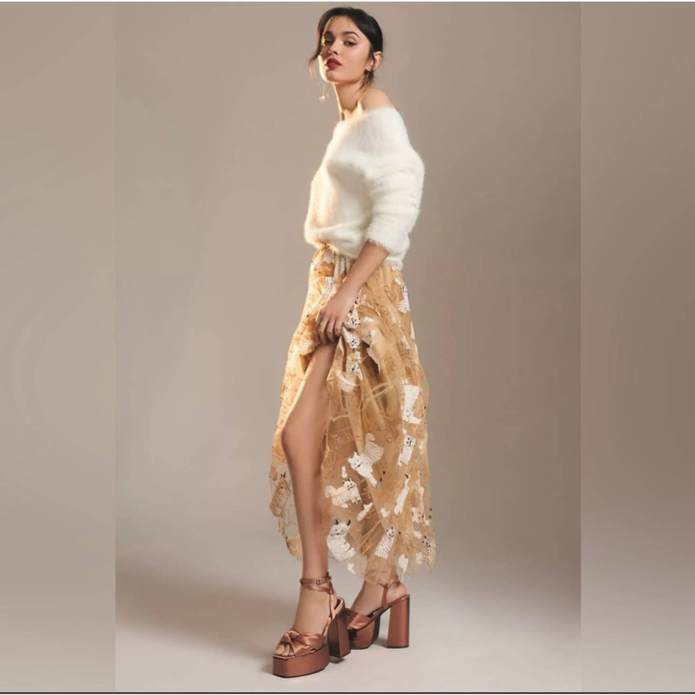Anthropologie Geisha Designs Applique Maxi Skirt Sz XXS - Picture 4 of 9